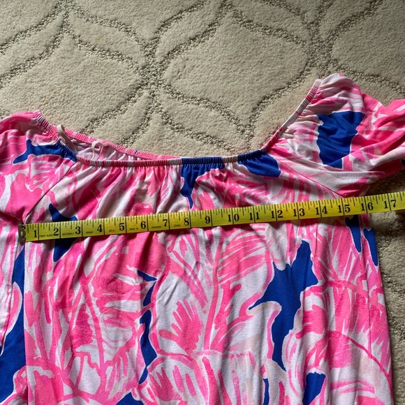 COPY - Lilly Pulitzer Lana off or on shoulder romper in beautiful Beach Bliss p… - Picture 2 of 7